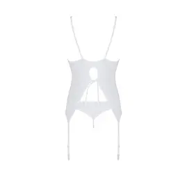 Корсет з пажами трусики з ажурним декором та відкритим кроком Passion Ursula CorSet white L/XL - мініатюра 4