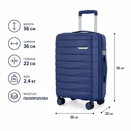 Валіза Wings MUR01 мала 40л синя (MUR01-S-TitanBlue) - мініатюра 2