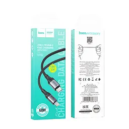 Кабель Hoco X102 Fresh 60W charging data cable Type-C to Type-C Black - мініатюра 2