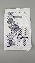 Пакет із прорізною ручкою (20*30)"Fashion квіти Білий"Леомі (100 шт.)