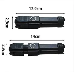 Ліхтарик зарядка USB, 3 режими, регульований фокус променя - мініатюра 4