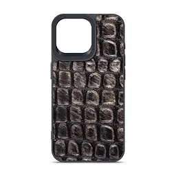Кожаный чехол для Apple iPhone 15 Pro Max, Harder Kaiju Skin, черный, термополиуретан ТПУ + экокожа с эффектом текстуры монстра, панель, защита корпуса, противоударный, микрофибра, рамка вокруг камеры, защита всего корпуса, (ARM76845)