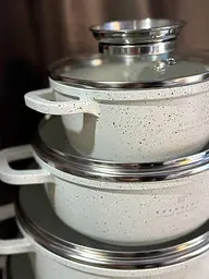 Набір кухонного посуду Edenberg EB-8185 литий алюміній 21 предмет з тришаровим мармуровим покриттям Бежевий - мініатюра 5