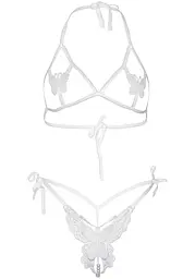 Комплект Leg Avenue Open cup bra and pearl panty White - мініатюра 5