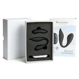 Подвійний вібратор S Pleasures Premium Delight, чорний, для клітора та точки G, 10 режимів - мініатюра 3
