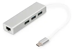 Концентратор USB-C - USB 3.0 3 Port Hub + Gigabit Ethernet Digitus teh0018447