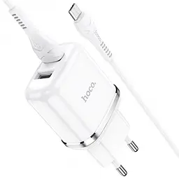 Мережевий зарядний пристрій Hoco N4 Aspiring 2 USB 2.4 A micro-USB Білий - мініатюра 2