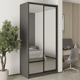 Шафа-купе дводверна MebelStar Уні BG 2 Дзеркала 120x45x240 см Антрацит (MBS-10549)