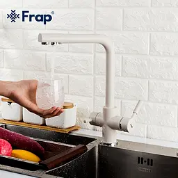 Змішувач для кухні на дві води Frap F4352-24, білий, Білий - мініатюра 3