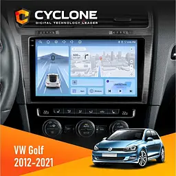 Штатна магнітола Volkswagen Golf 2012-2021 Cyclone C10-012 4x64, DSP, 4G Cyclone (НФ-00007774)