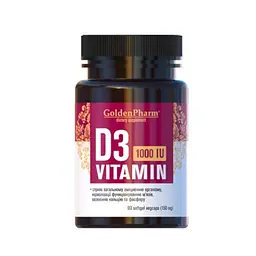 Вітаміни та мінерали Golden Pharm Vitamin D3 1000 IU, 90 капсул
