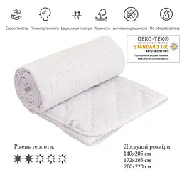 Одеяло Руно - Silicone легкое белое двуспальное 172x205 см 160 гр/м2 (17339) - миниатюра 3