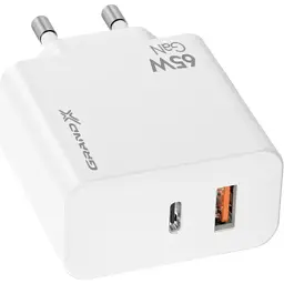 Зарядний пристрій Grand-X GaN 1xUSB-C + 1xUSB 65W PD3.0 QC4.0 AFC SCP FCP white (CH-960W) - мініатюра 3