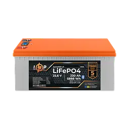 Акумулятор LP LiFePO4 25,6V - 230 Ah (5888Wh) (BMS 200A/100А) пластик LCD Smart BT