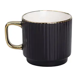 Чашка порцелянова 300 мл рельєфна, чорний Liling Rongxiang Ceramic RX-N231129B - мініатюра 11