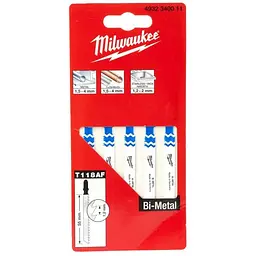 Полотна для лобзиків T118AF Bi-Metal MILWAUKEE, 55х1,2мм, (5шт), (універсальні)