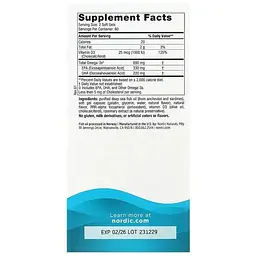 Риб'ячий жир Омега-3/Д3 Nordic Naturals Omega-3D 1000 мг 120 капсул смак лимона (NOR-02761) - мініатюра 3