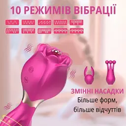 Вібратор I’MCUM Rose Twist з вібрацією, обертанням та насадками (IM-ZDB211) - мініатюра 3