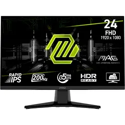 Монітор 23.8 MSI MAG 242F, Black, WLED, IPS, 1920x1080 (16:9), 0.5 мс, 200 Гц, 300 кд/м², 1000:1, 178 ° / 178 °, HDMI / DP, VESA 10