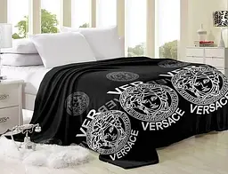 Дуже м'який матеріал Плед підкорив із флісу Versace ТТ-АТ Велофт (мікрофібра) 150x220 см чорний з білим принтом PM-126