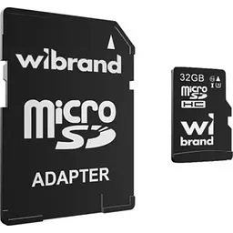 Карта пам'яті Wibrand microSDHC, 32Gb, Class10 UHS-I U3, SD адаптер (WICDHU3/32GB)