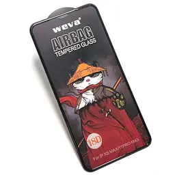 Захисне 2.5D скло Weva AirBag (тех.пак) для Apple iPhone 11 Pro Max / XS Max (6.5) Чорний - мініатюра 2