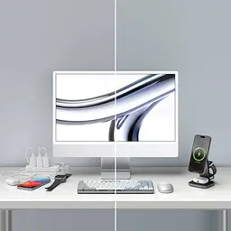 Бездротовий зарядний пристрій Satechi 3 in 1 Foldable Qi2 Wireless Charging Stand Space Gray (ST-Q31FM-EA) - мініатюра 6