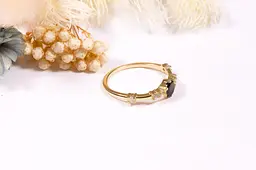 Каблучка з жовтого золота з чорним каменем 18 K-0251 - мініатюра 8