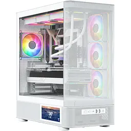 Корпус Modecom VOLCANO AQ400 ARGB MIDI SIDE LCD 6,2”, 4x120mm fans WHITE без БЖ ATX - мініатюра 9