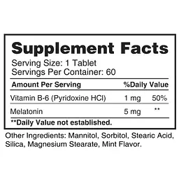 Мелатонін Earths Creation Melatonin 5 mg with B-6 Sublingual 60 шт. (1091-817 499) - мініатюра 2