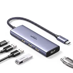 Док-станція USB-C UGREEN CM500 хаб 3 USB-A 3.0 для даних HDMI 2.1 до 8K 30 Гц сірий (25101)