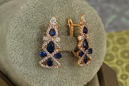 Сережки Xuping Jewelry Ялиночка з синіми 2,7 см золотисті - мініатюра 3