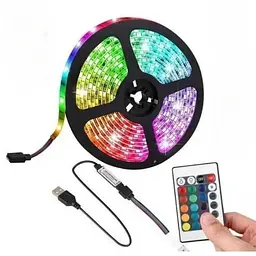 Світлодіодна стрічка з пультом 5 м, від USB, Strip CB-5050 / Силіконова самоклейна led стрічка