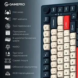 Клавіатура GamePro Asgard Yord Keychron Super Red Switch Wireless/Bluetooth/USB Blue бездротова (MK266BL) - мініатюра 7
