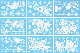 Набір новорічних наклейок на вікно New Year 9 13765 20×30 см 9 аркушів