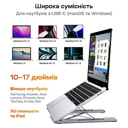 USB-C хаб-підставка 7-в-1 Choetech M57 HDMI 4K@30Hz, 2 USB 3.0, USB-C Data, USB-C PD 100W, SD-card, TF-card (43-00174) - мініатюра 8
