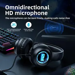 Навушники Onikuma дротові ігрові з шумоподавленням мікрофоном та LED підсвіткою Геймерська гарнітура для ПК PS5 PS4 та Xbox - мініатюра 4