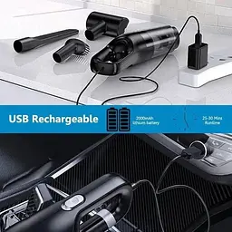 Ручний автомобільний пилосос Grikey OfficeHand Cleaner універсальний чорний з насадками 8000mAh 120W (GK502) - мініатюра 6