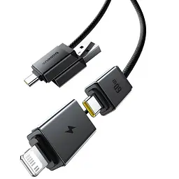 Дата кабель Baseus Versatile Two-for-Two USB/Type-C to Type-C/Lightning 60W (2m) (P10383000) Cluster Black - мініатюра 4