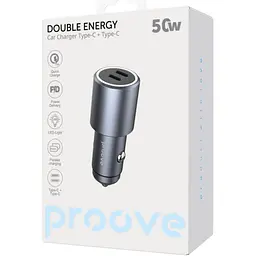 Автомобільний зарядний пристрій Proove Double Energy 50W Type-C + Type-C Metal Gray (ACDE50022206) [130292] - мініатюра 5
