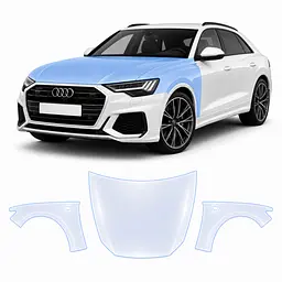 Антигравійна захисна бронеплівка за лекалами для Audi Q8 4M facelift 2024- капот і передні крила