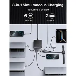 Мережевий зарядний пристрій Ugreen X766 8-Port Gan Desktop Fast Charger (55324) [158927] - мініатюра 9
