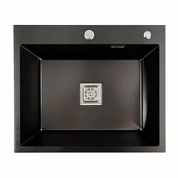 Кухонна мийка Platinum Handmade 60x50 (600x500x230 мм) PVD чорна HSB, Чорний