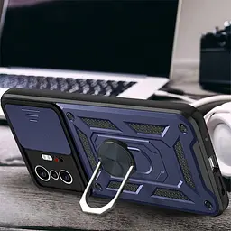 Ударостійкий чохол Camshield Serge Ring Xiaomi 11T / 11T Pro Синій, TPU+PC, Шторка на камеру - мініатюра 2