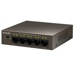 Комутатор Tenda TEF1105P-4-63W (1xFE+4xFE PoE, 58Вт max) (TEF1105P-4-63W) - мініатюра 3