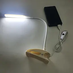 Світлодіодна настільна USB-лампа 14 LED гнучка на прищіпці з вимикачем UKC TUBE LIGHT 7388 блакитна - мініатюра 2