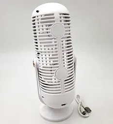 Вентилятор настільний акумуляторний колона на 2 вентилятори від USB висота 26см Охолоджувач повітря з LED дисплеєм Portable Fan-012 UKC 6367 білий - мініатюра 9