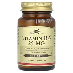 Пиридоксин (B-6) Vitamin B6 25 mg 100 таблеток Solgar vit0005126