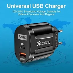 Зарядний пристрій Mirrow USB Type-C Super Charge/Quick Charge 3.0 PD 20W Black (366589741) - мініатюра 7