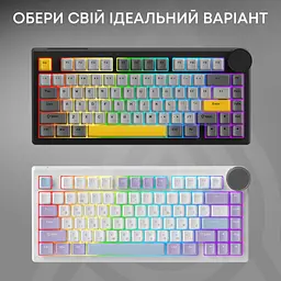 Клавіатура Ajazz AK820 V2 Coconut Flake Switch Wireless/Bluetooth/USB UA Black/Gray/Yellow (AK820-V2-CF-BGY) - мініатюра 7